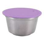 Stainless Steel Refill Coffee Capsules Reusable Coffee Filter Cup Set with Powder Cover for Dolce Gusto Purple