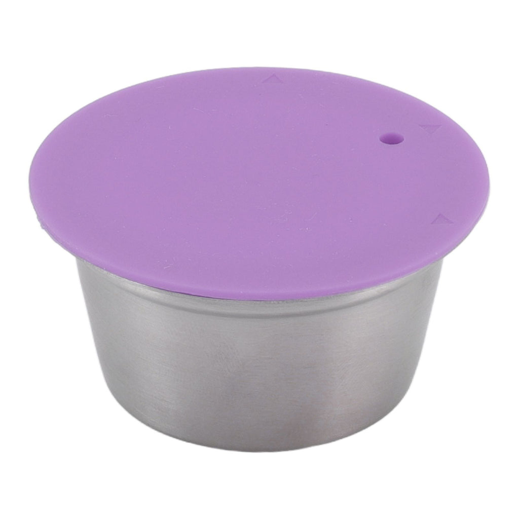 Stainless Steel Refill Coffee Capsules Reusable Coffee Filter Cup Set with Powder Cover for Dolce Gusto Purple