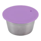 Stainless Steel Refill Coffee Capsules Reusable Coffee Filter Cup Set with Powder Cover for Dolce Gusto Purple