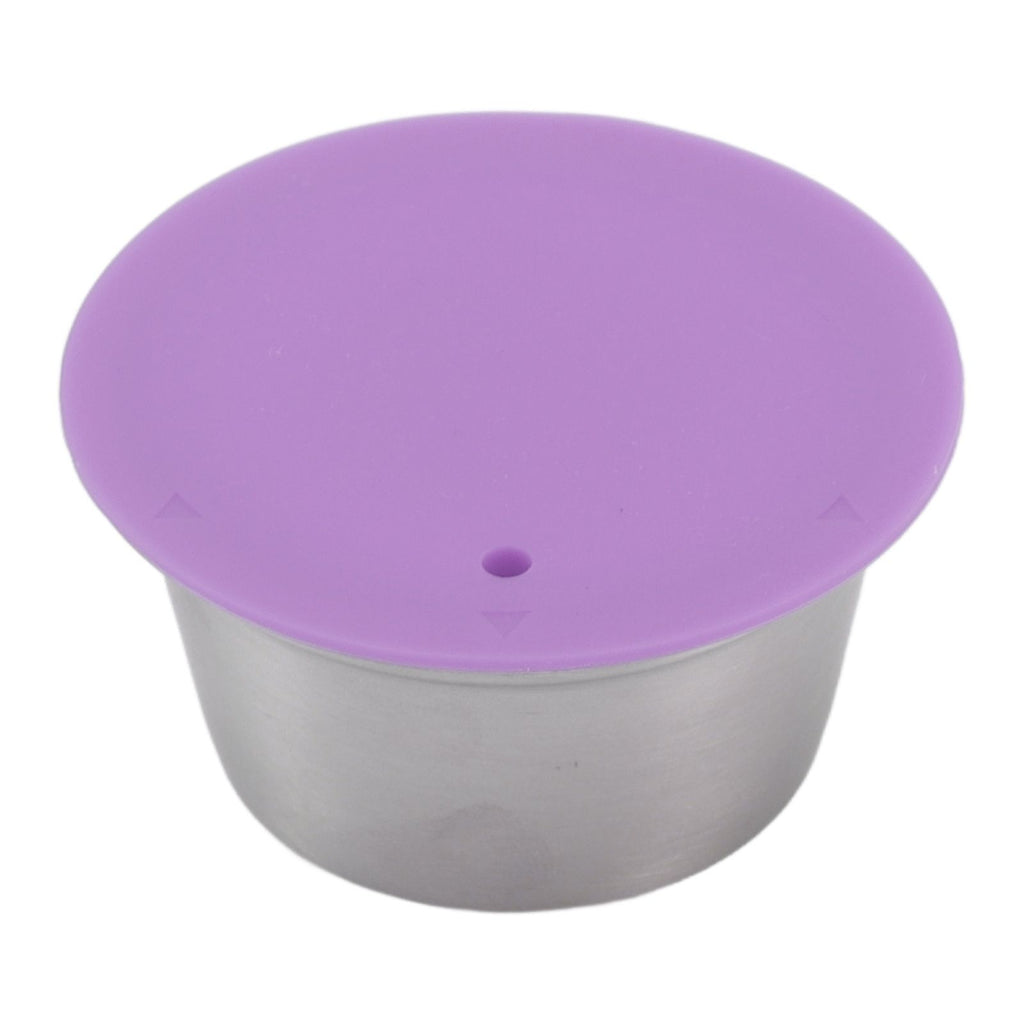 Stainless Steel Refill Coffee Capsules Reusable Coffee Filter Cup Set with Powder Cover for Dolce Gusto Purple