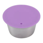 Stainless Steel Refill Coffee Capsules Reusable Coffee Filter Cup Set with Powder Cover for Dolce Gusto Purple