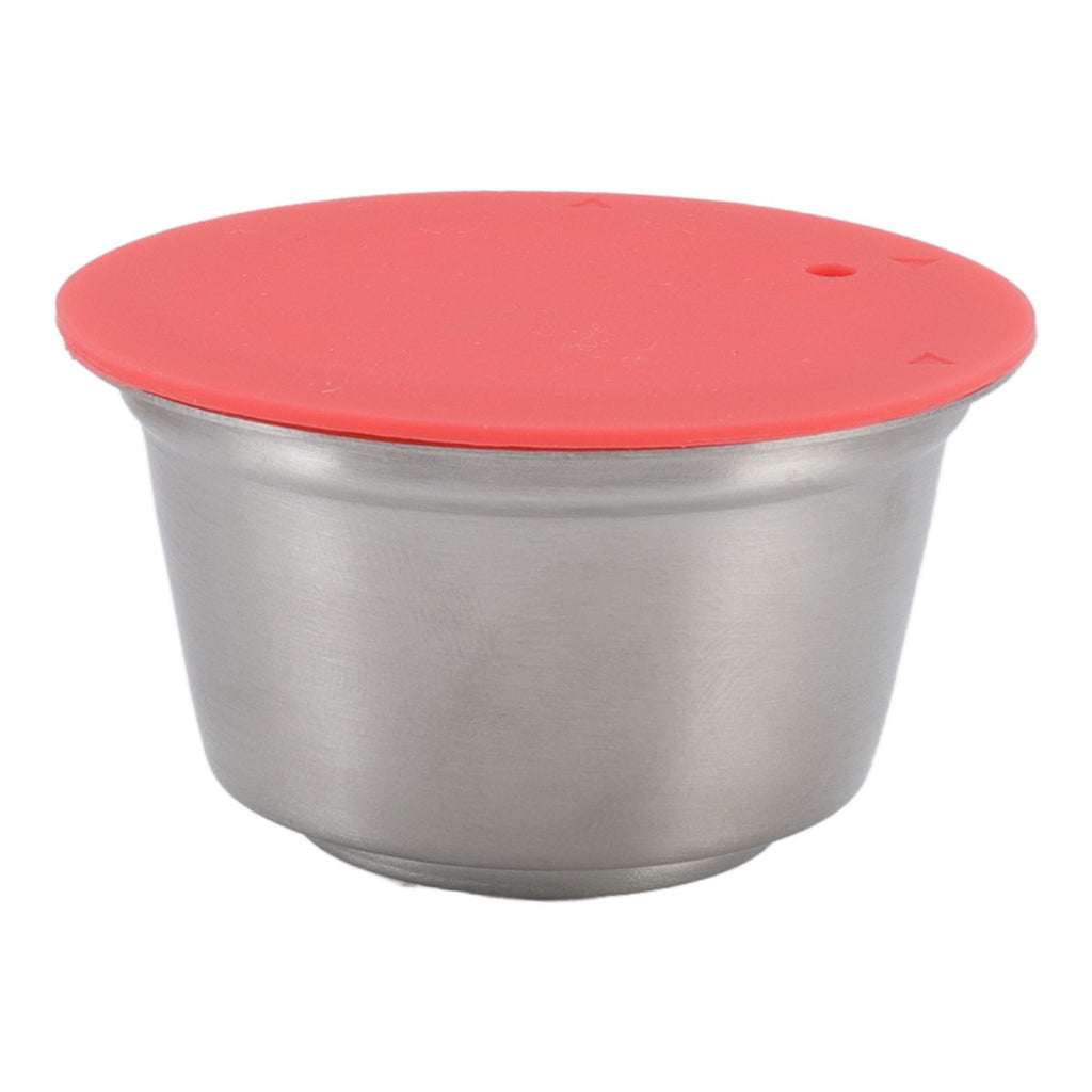 Stainless Steel Refill Coffee Capsules Reusable Coffee Filter Cup Set with Powder Cover for Dolce Gusto Red
