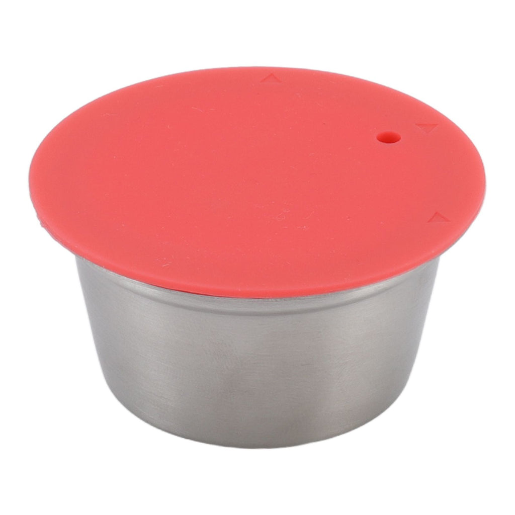 Stainless Steel Refill Coffee Capsules Reusable Coffee Filter Cup Set with Powder Cover for Dolce Gusto Red