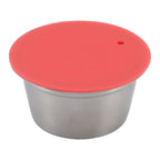 Stainless Steel Refill Coffee Capsules Reusable Coffee Filter Cup Set with Powder Cover for Dolce Gusto Red