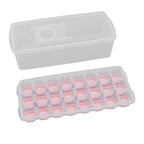 Ice Cube Tray Safe Healthy Easy Release Stackable 24 Cubes Multipurpose Ice Maker Mold with Lid for Popsicles Puddings Pink