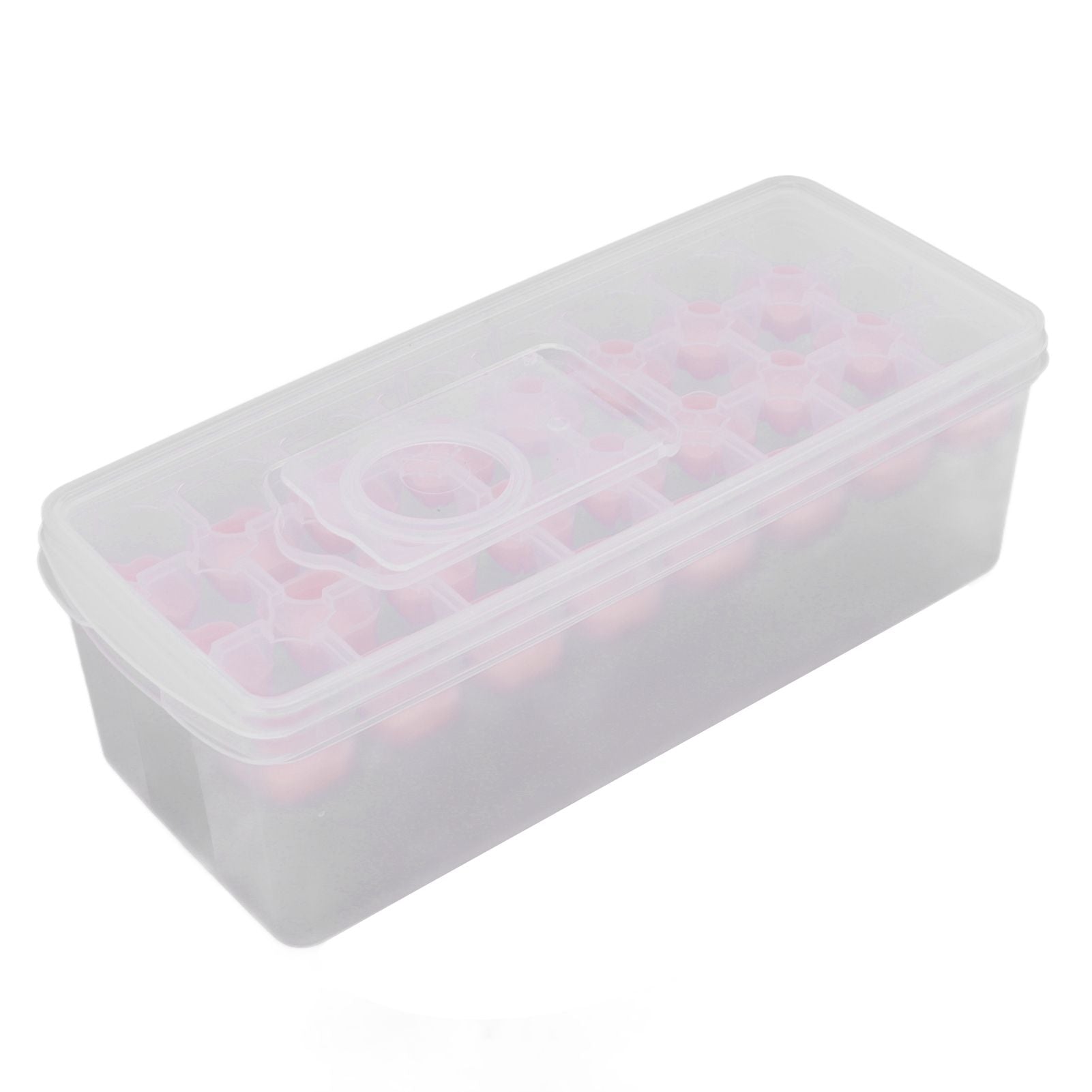 Ice Cube Tray Safe Healthy Easy Release Stackable 24 Cubes Multipurpose Ice Maker Mold with Lid for Popsicles Puddings Pink