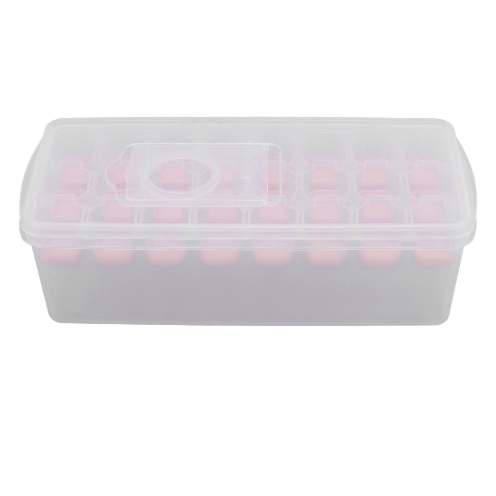 Ice Cube Tray Safe Healthy Easy Release Stackable 24 Cubes Multipurpose Ice Maker Mold with Lid for Popsicles Puddings Pink