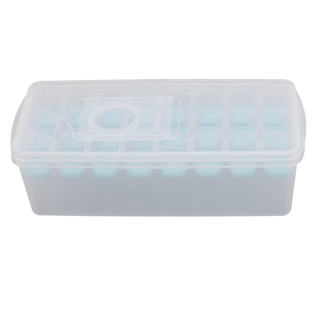 Ice Cube Tray Safe Healthy Easy Release Stackable 24 Cubes Multipurpose Ice Maker Mold with Lid for Popsicles Puddings Blue