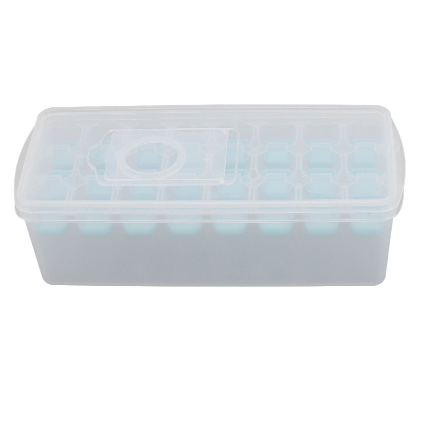 Ice Cube Tray Safe Healthy Easy Release Stackable 24 Cubes Multipurpose Ice Maker Mold with Lid for Popsicles Puddings Blue