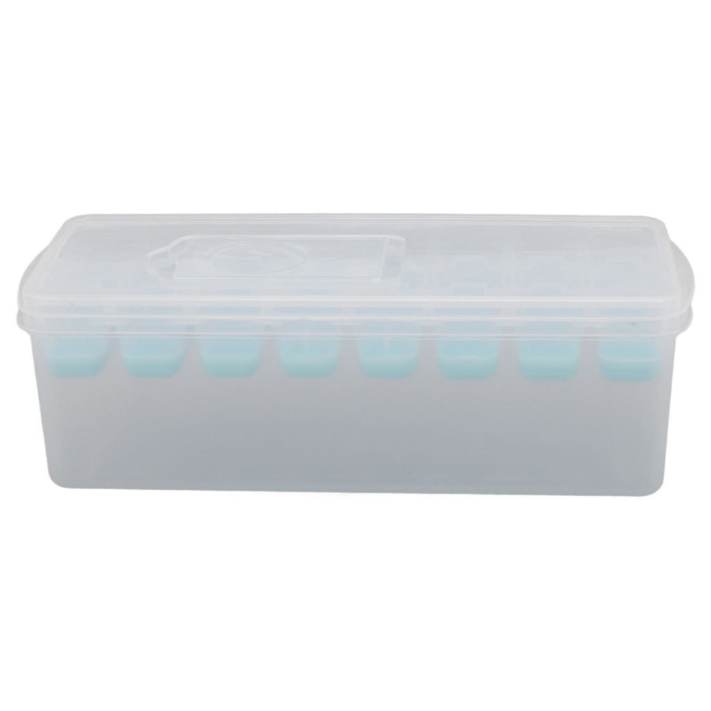 Ice Cube Tray Safe Healthy Easy Release Stackable 24 Cubes Multipurpose Ice Maker Mold with Lid for Popsicles Puddings Blue
