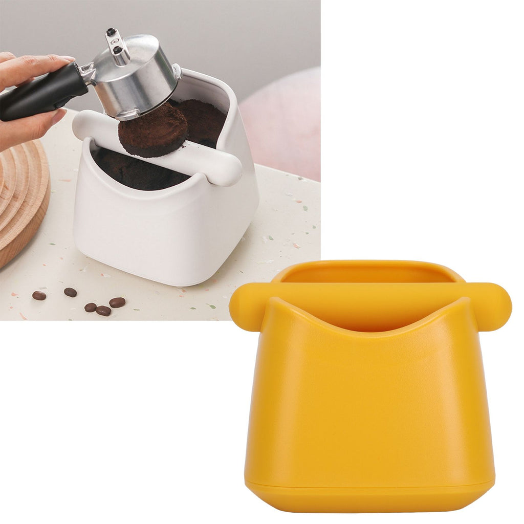 Coffee Knock Box Drop Resistant Prevent Slip Small Knock Container with Removable Knock Bar for Coffee Ground Yellow