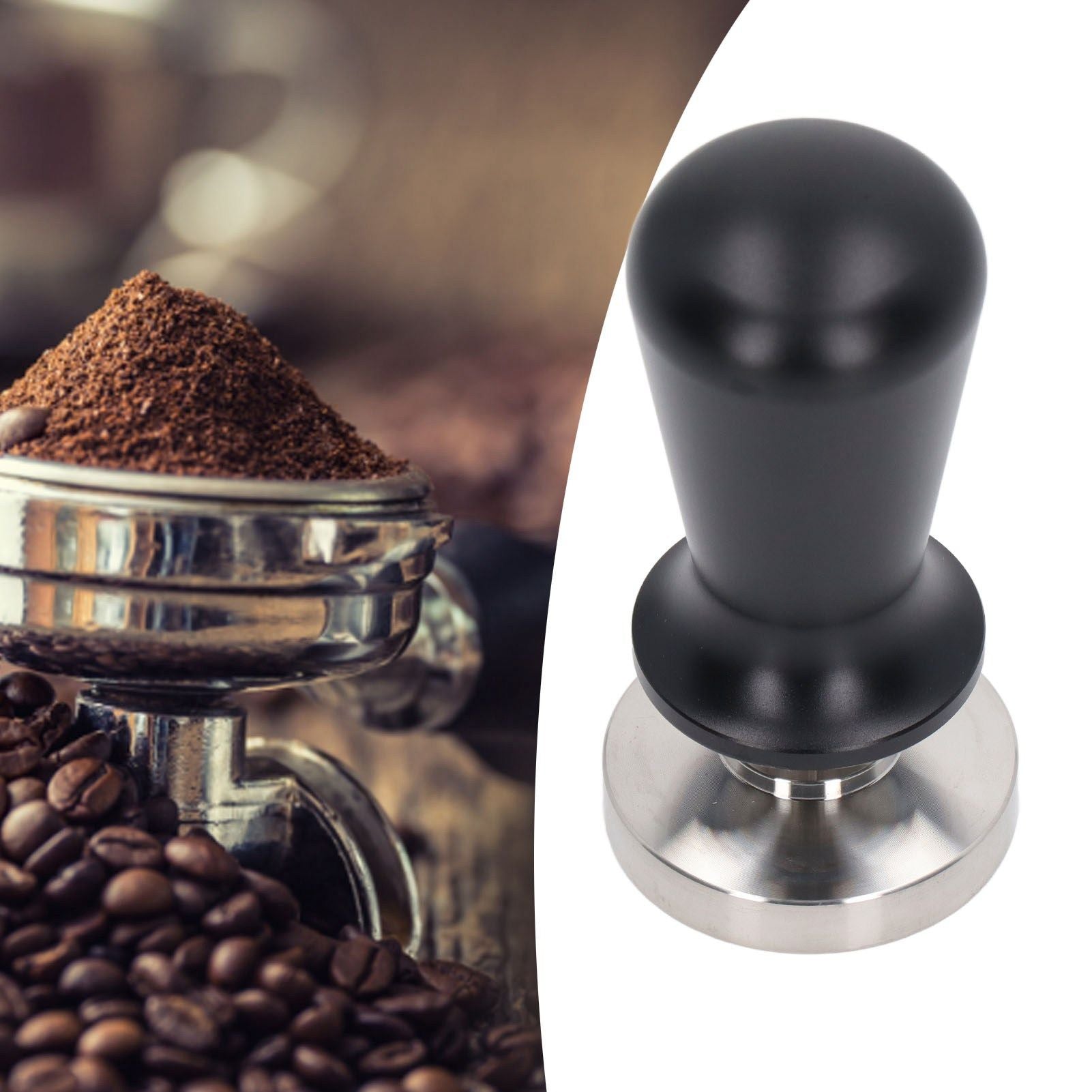 Coffee Powder Hammer Constant Elasticity Stainless Steel Coffee Tamper for Home Black 58mm/2.3in
