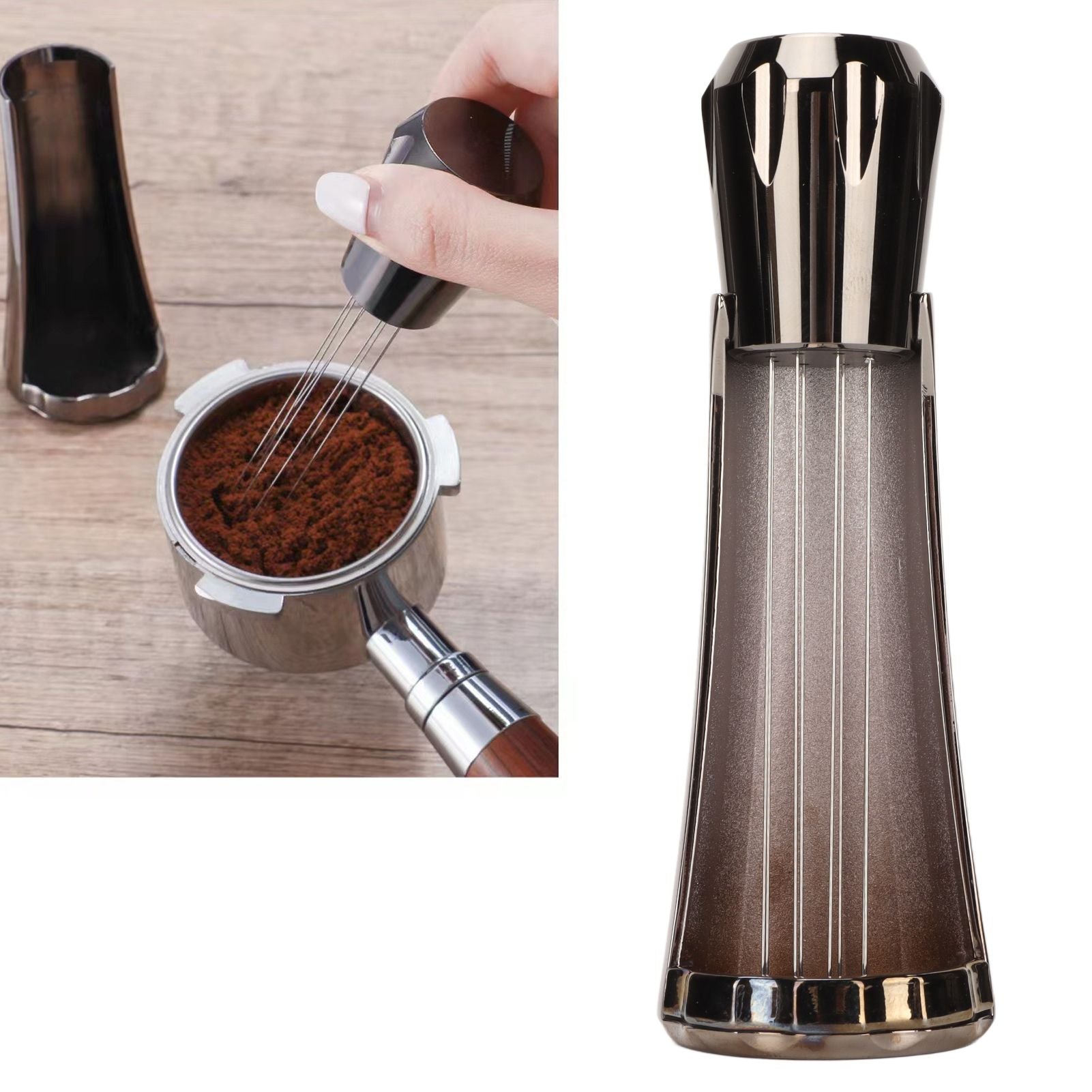Stainless Steel Coffee Powder Stirring Tool Coffee Stirrer Distribution Tool for Home Kitchen Dinning Room Gray