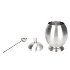 Egg Shaped Condiment Container Stainless Steel with Spoon Oval Condiment Jar For Spice Sugar Kitchen Resturant
