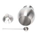 Egg Shaped Condiment Container Stainless Steel with Spoon Oval Condiment Jar For Spice Sugar Kitchen Resturant