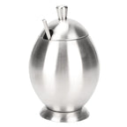 Egg Shaped Condiment Container Stainless Steel with Spoon Oval Condiment Jar For Spice Sugar Kitchen Resturant