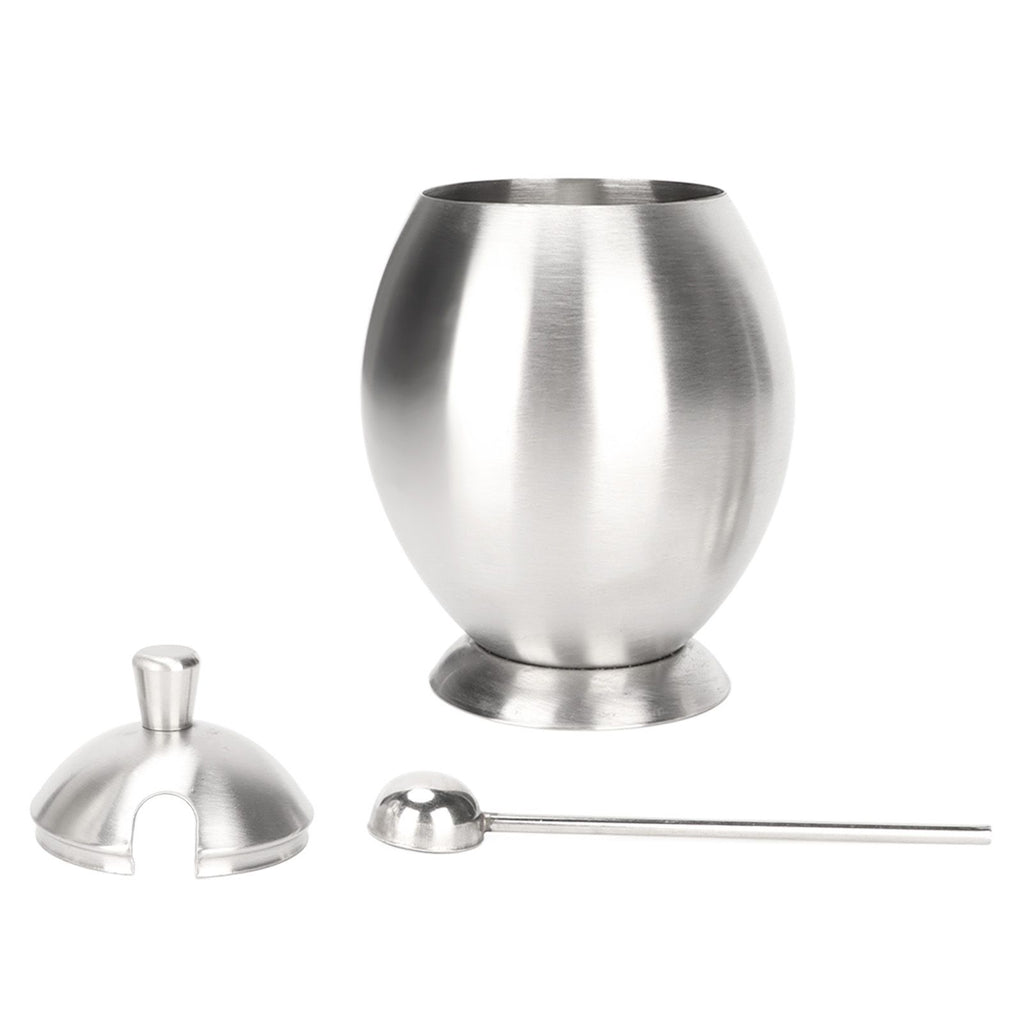 Egg Shaped Condiment Container Stainless Steel with Spoon Oval Condiment Jar For Spice Sugar Kitchen Resturant