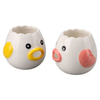 2pcs Egg Separator Ceramic Chicken Shaped Egg Yolk White Filter Kitchen Cooking Accessories Pink and Yellow