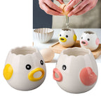 2pcs Egg Separator Ceramic Chicken Shaped Egg Yolk White Filter Kitchen Cooking Accessories Pink and Yellow