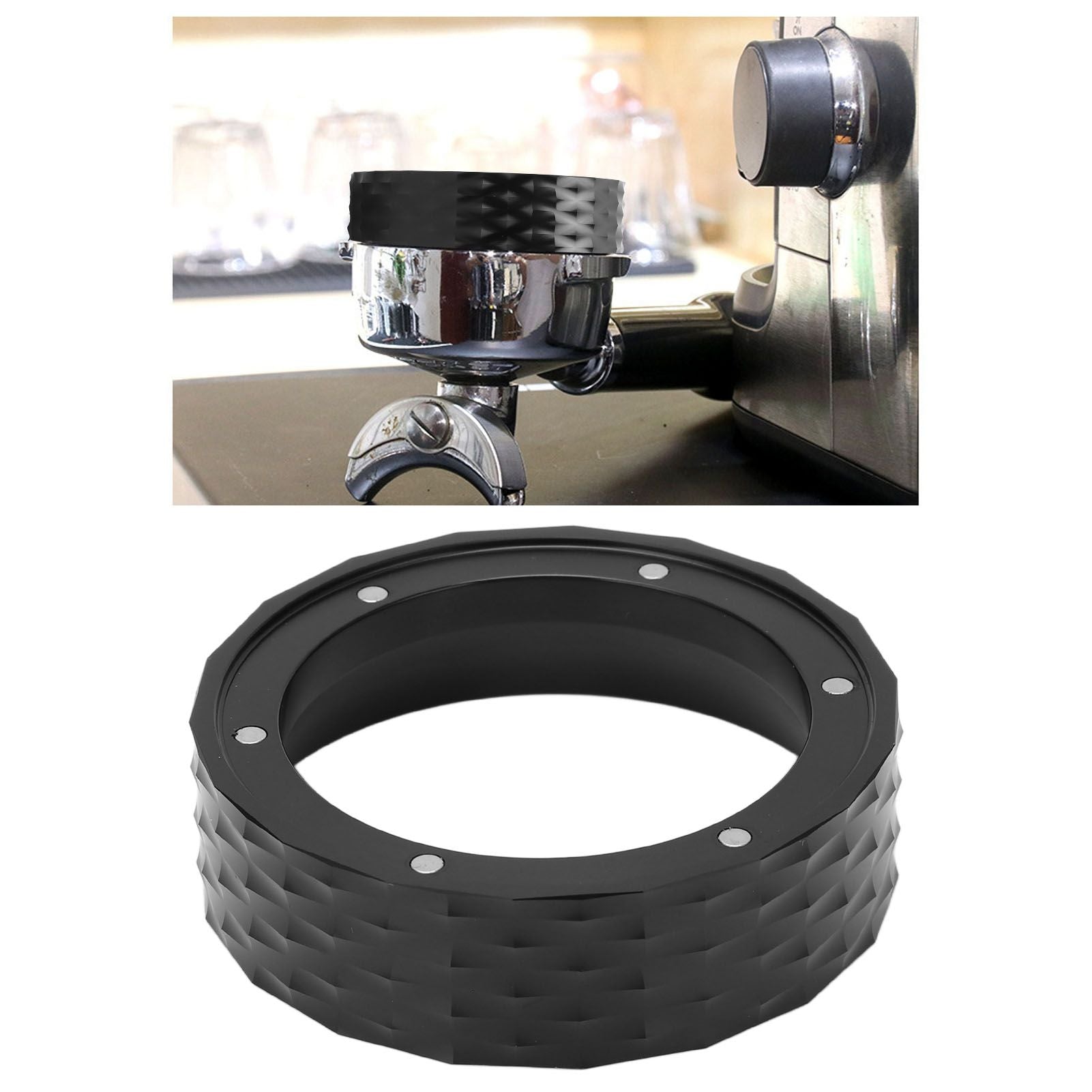 Dosing Funnel Aluminum Alloy Coffee Machine Portafilter Magnetic Coffee Dosing Ring for Home Office