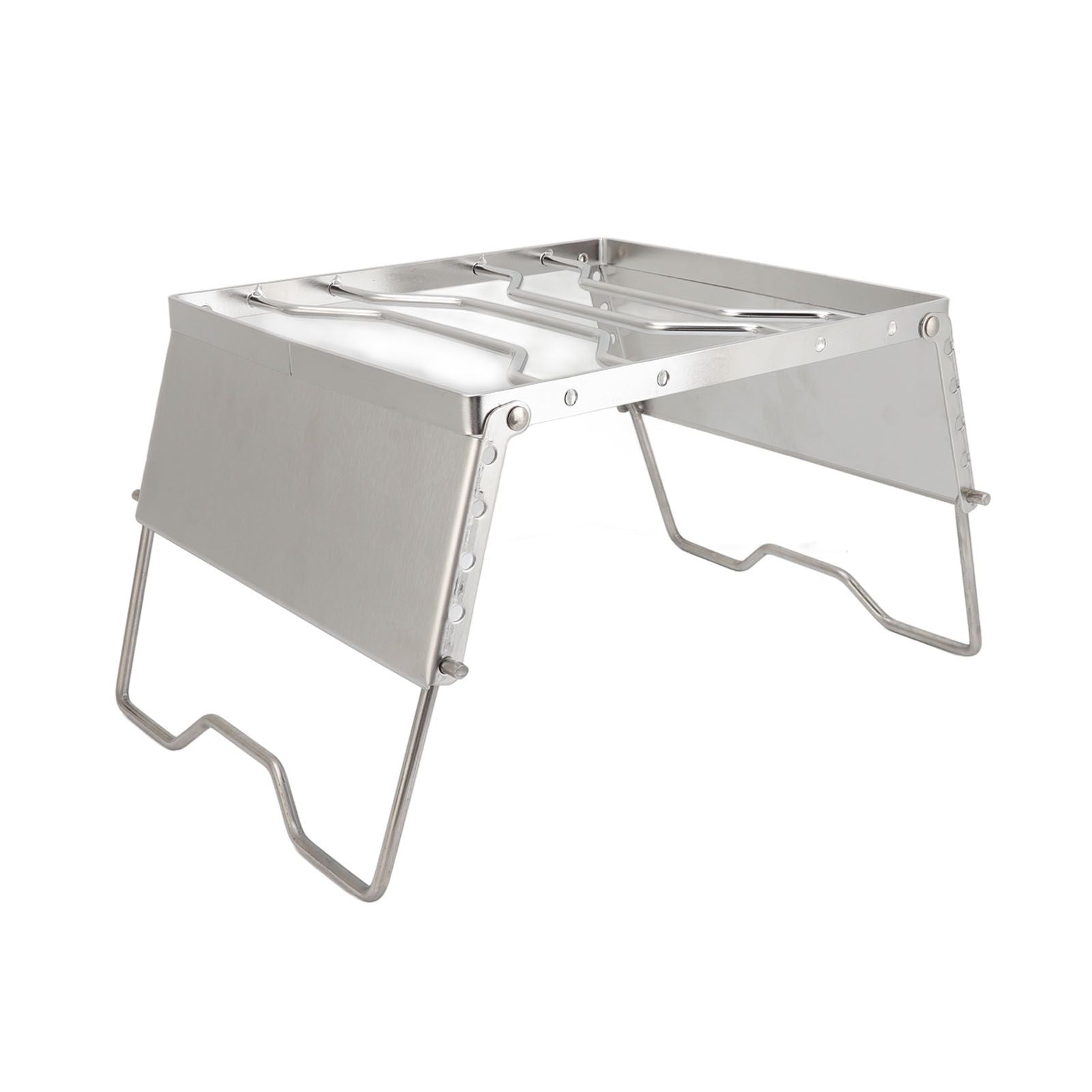 Stove Stand Rack Stainless Steel Silver Foldable Multifunctional Portable Picnic Pot Bracket for Camping Traveling