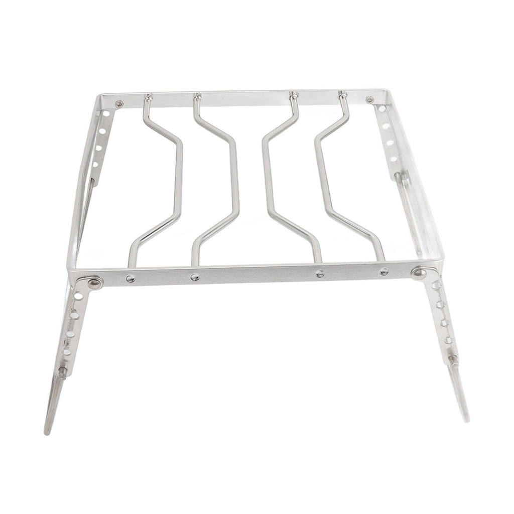 Stove Stand Rack Stainless Steel Silver Foldable Multifunctional Portable Picnic Pot Bracket for Camping Traveling