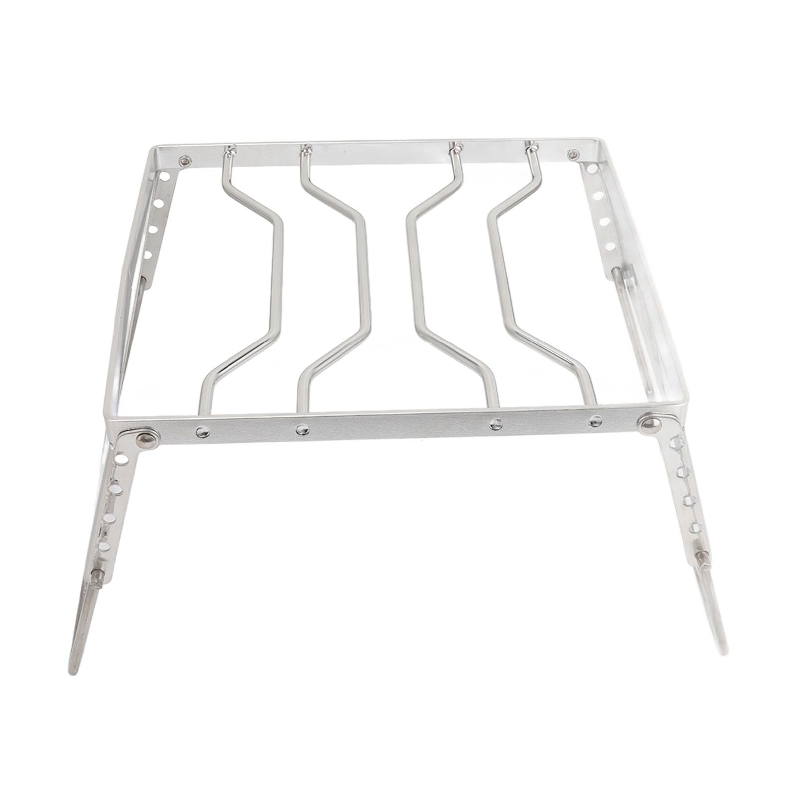 Stove Stand Rack Stainless Steel Silver Foldable Multifunctional Portable Picnic Pot Bracket for Camping Traveling