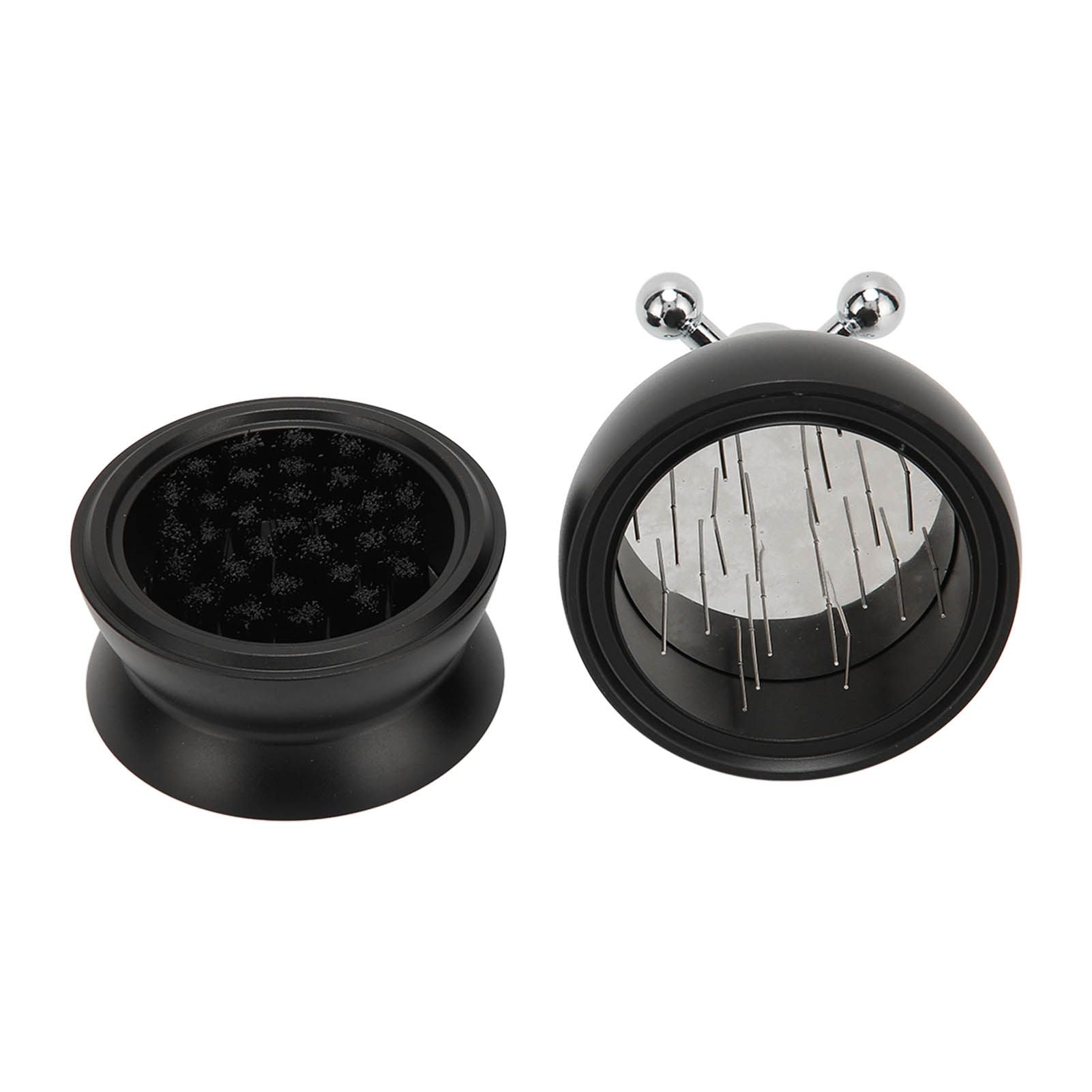 Adjustable Coffee Distributor Food Grade Metal Rotating Handle Fixed Cover 22 Needles Coffee Powder Distributor Black 53mm