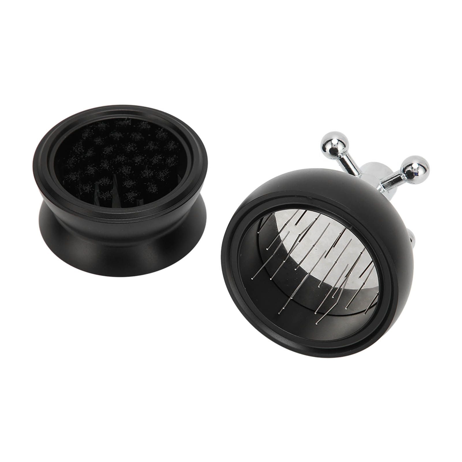 Adjustable Coffee Distributor Food Grade Metal Rotating Handle Fixed Cover 22 Needles Coffee Powder Distributor Black 53mm