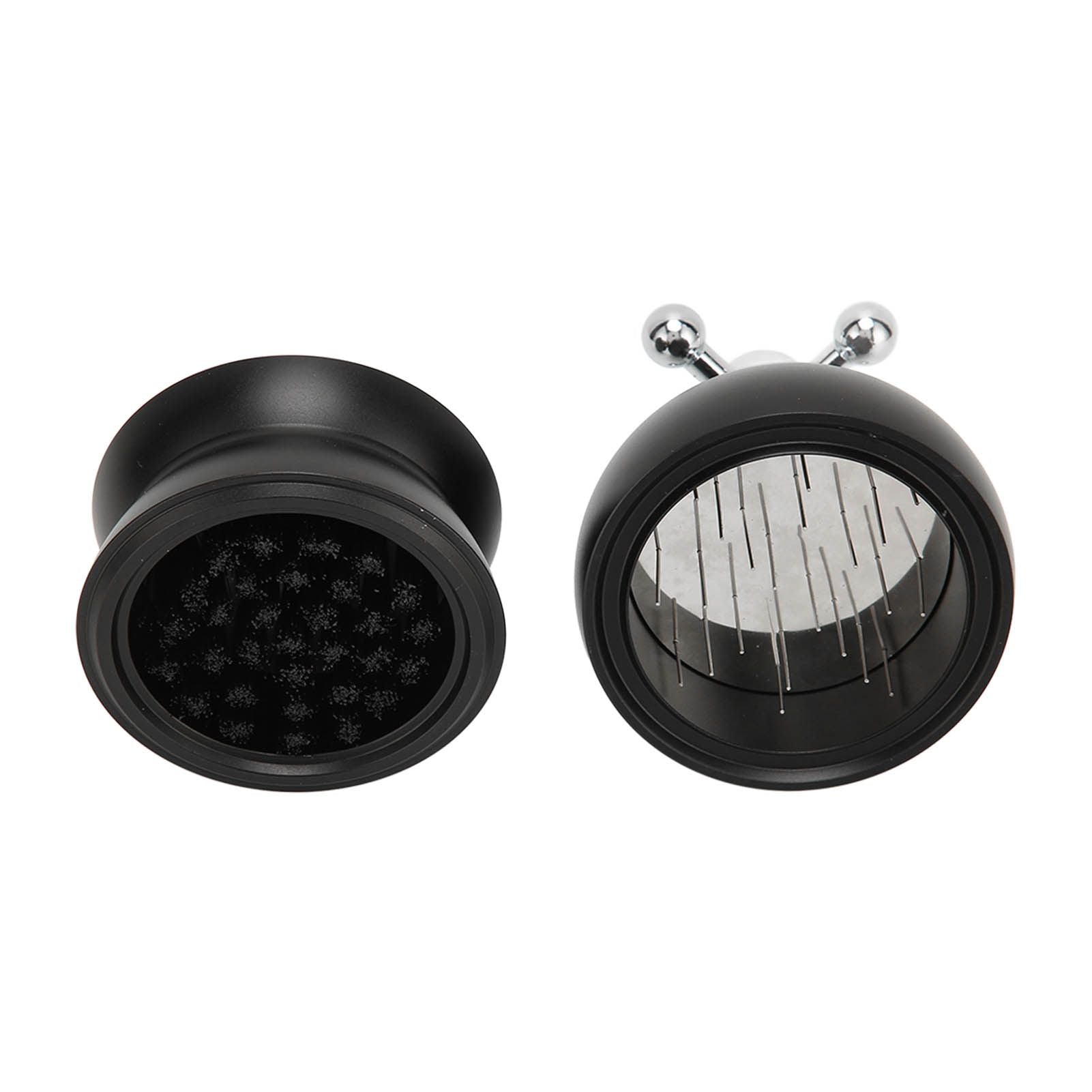 Adjustable Coffee Distributor Food Grade Metal Rotating Handle Fixed Cover 22 Needles Coffee Powder Distributor Black 53mm
