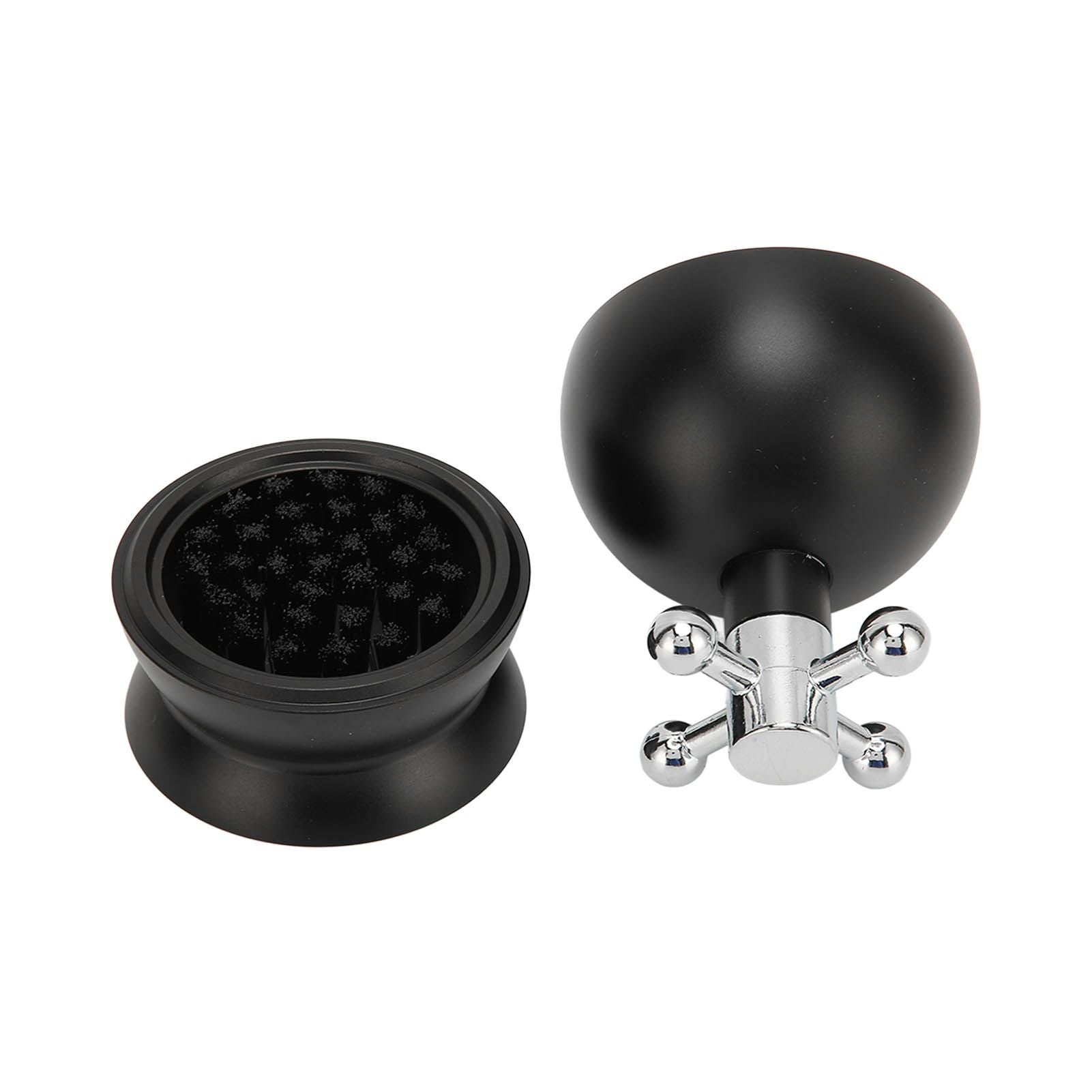 Adjustable Coffee Distributor Food Grade Metal Rotating Handle Fixed Cover 22 Needles Coffee Powder Distributor Black 53mm