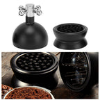 Adjustable Coffee Distributor Food Grade Metal Rotating Handle Fixed Cover 22 Needles Coffee Powder Distributor Black 53mm