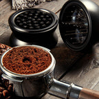 Adjustable Coffee Distributor Food Grade Metal Rotating Handle Fixed Cover 22 Needles Coffee Powder Distributor Black 53mm