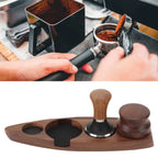 3pcs Coffee Tamper Holder Walnut Wood Rubber Stainless Steel Boat Shaped Distributor Rack Coffee Accessories For 51/53mm Base 51mm Tamper 51mm Distributor