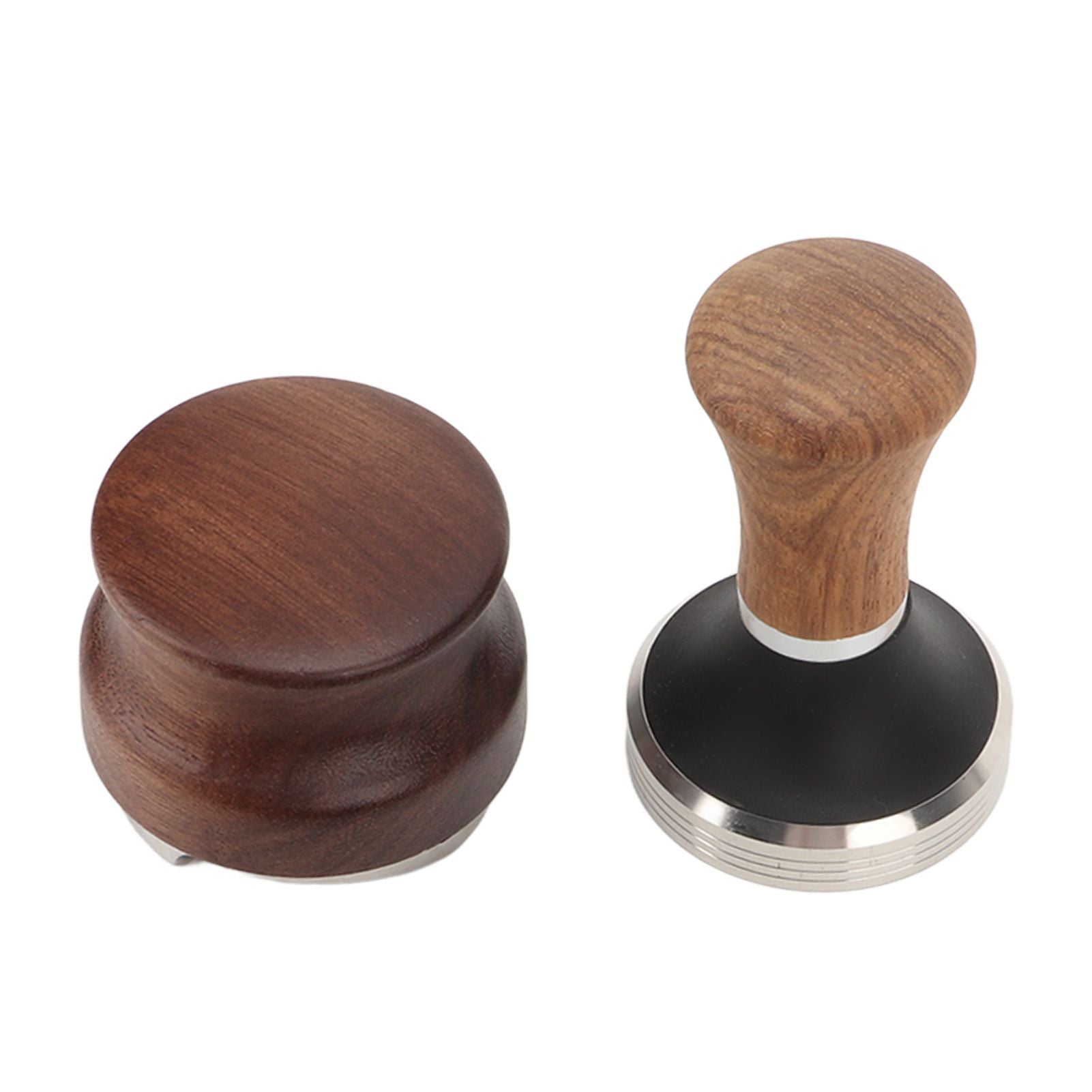 3pcs Coffee Tamper Holder Walnut Wood Rubber Stainless Steel Boat Shaped Distributor Rack Coffee Accessories For 51/53mm Base 51mm Tamper 51mm Distributor
