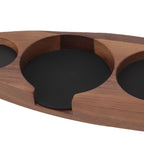 3pcs Coffee Tamper Holder Walnut Wood Rubber Stainless Steel Boat Shaped Distributor Rack Coffee Accessories For 51/53mm Base 51mm Tamper 51mm Distributor