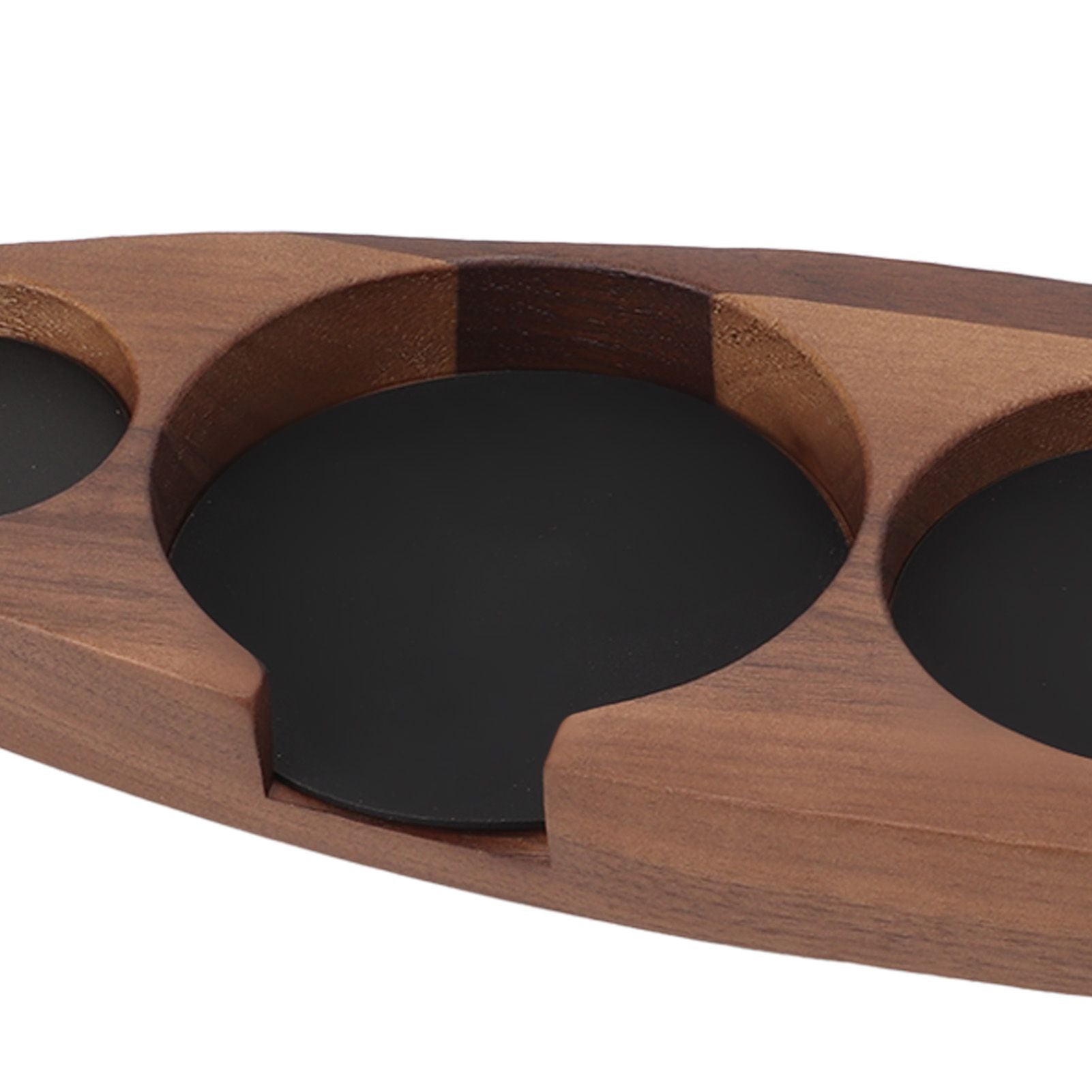 3pcs Coffee Tamper Holder Walnut Wood Rubber Stainless Steel Boat Shaped Distributor Rack Coffee Accessories For 51/53mm Base 51mm Tamper 51mm Distributor