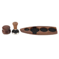 3pcs Coffee Tamper Holder Walnut Wood Rubber Stainless Steel Boat Shaped Distributor Rack Coffee Accessories For 51/53mm Base 53mm Tamper 53mm Distributor