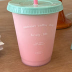 Plastic Coffee Cup Large Capacity Cute Water Cup With Straw Lid for Summer Cold Drinking Summer Coffee Shop 470ml