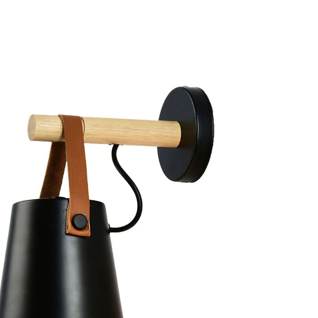 Wall Light Wood Modern Simple Style Night Lamp Home Decoration for Corridor Bedside Black