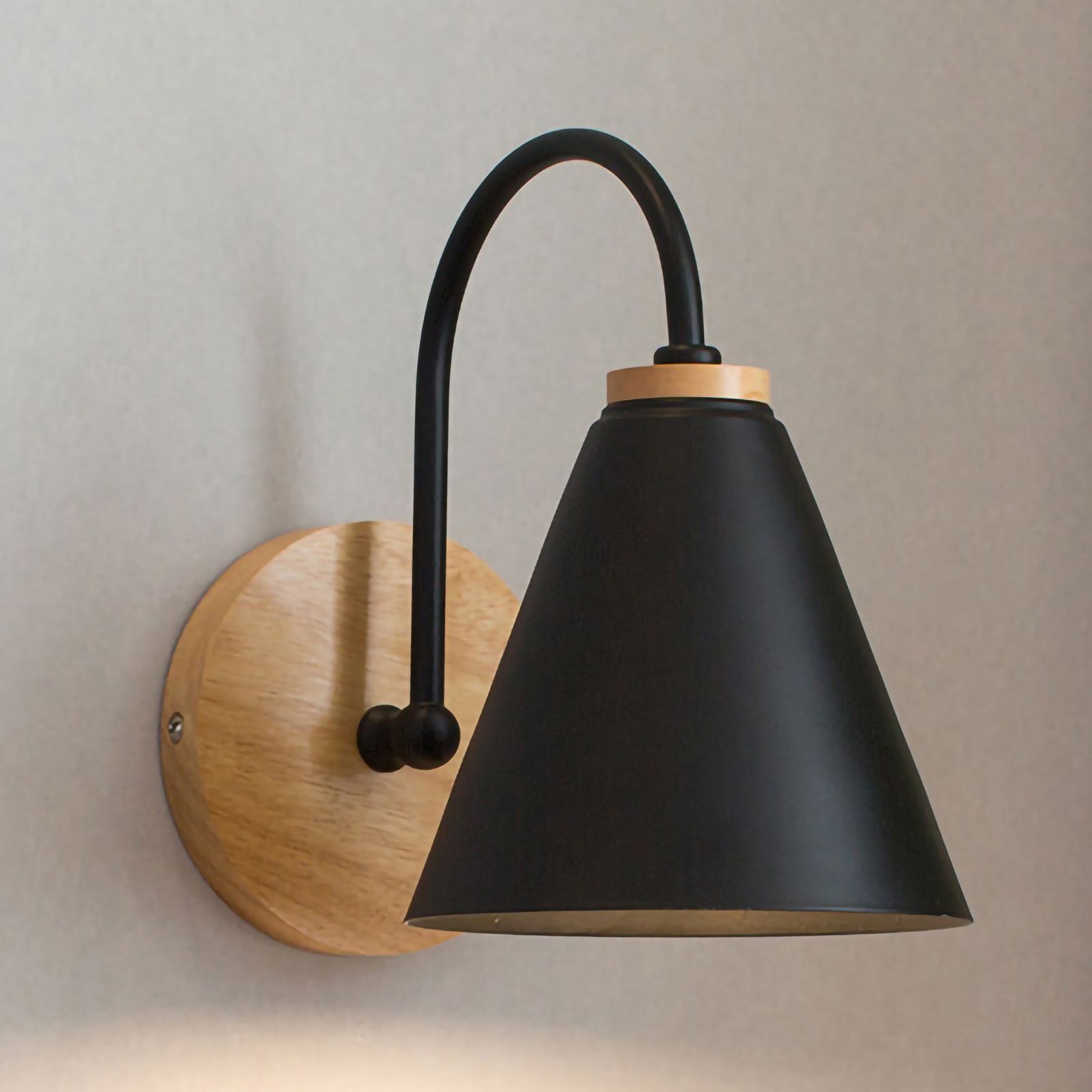 Wall Lamp Curved Simple Antirust Living Room Corridor Study Bedroom Bedside Wall Sconce for Decoration No Light Source Black
