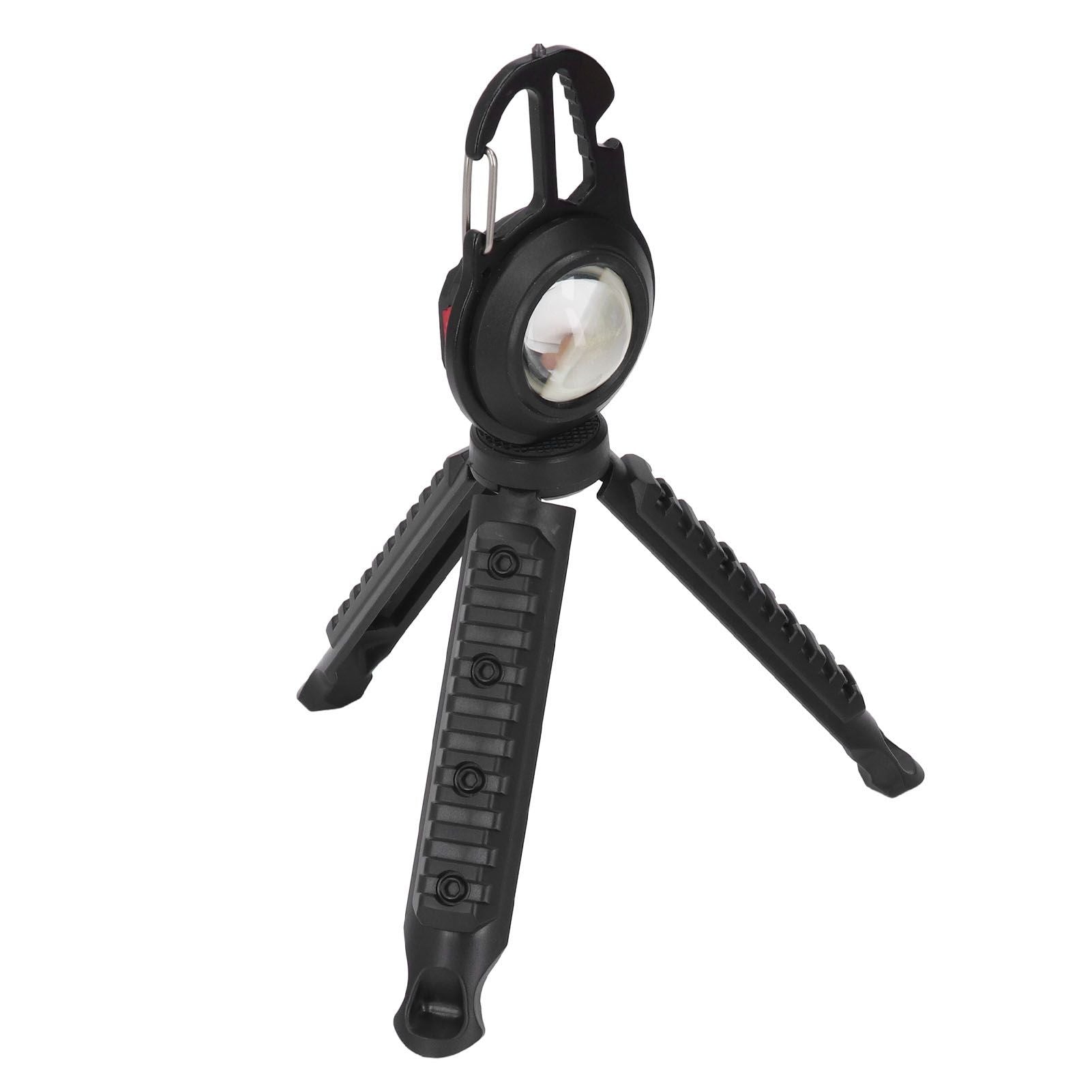 COB Small Flashlights 3 Light Modes Rechargeable Multifunctional Black Portable Pocket Light with Tripod for Fishing Home