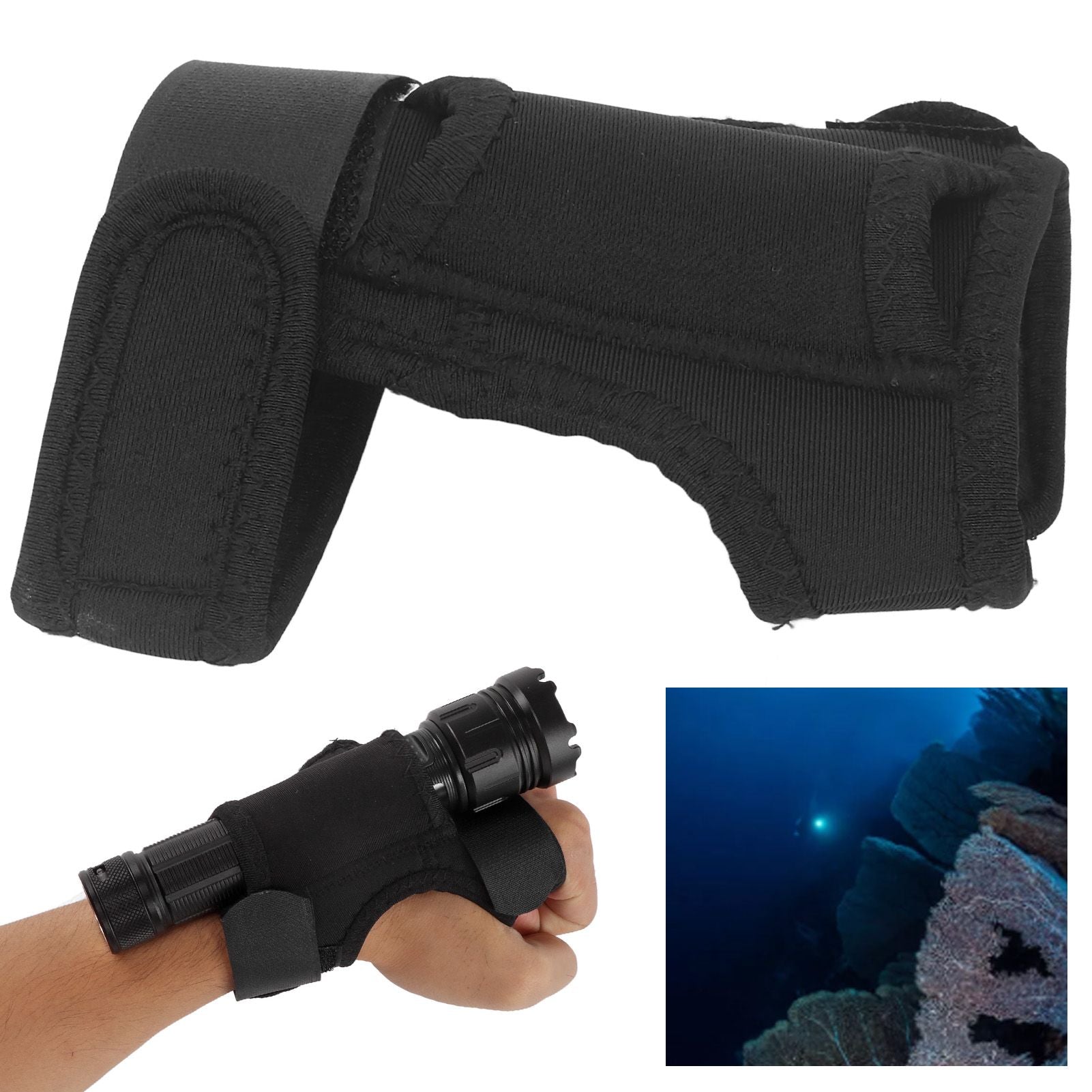 Wrist Flashlight Holster Thickened Nylon Sturdy Hands Free Diving Torch Arm Mount Holder
