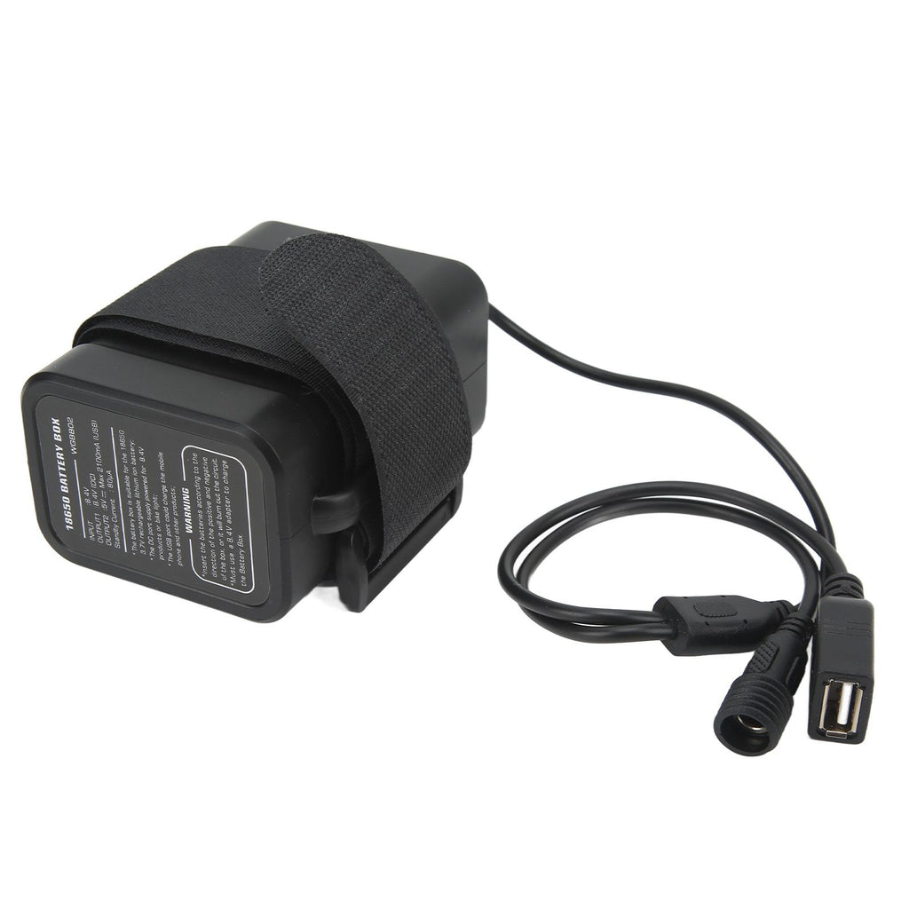 Battery Charge Case Box ABS Waterproof 8.4V for 6pcs 18650 Lithium Batteries USB DC Two Ports with Cable for Outdoor Traveling Camping