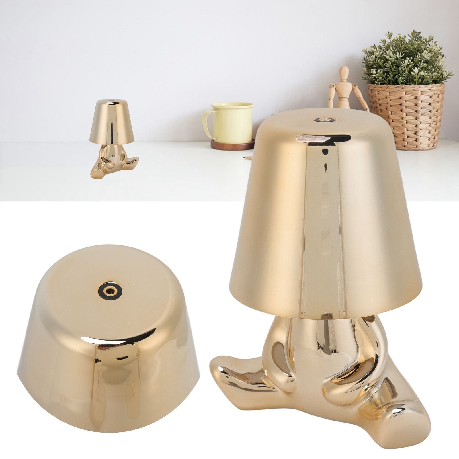 Night Lamp 3 Light Color Stepless Dimming Touch Control USB Rechargeable Bedside Light