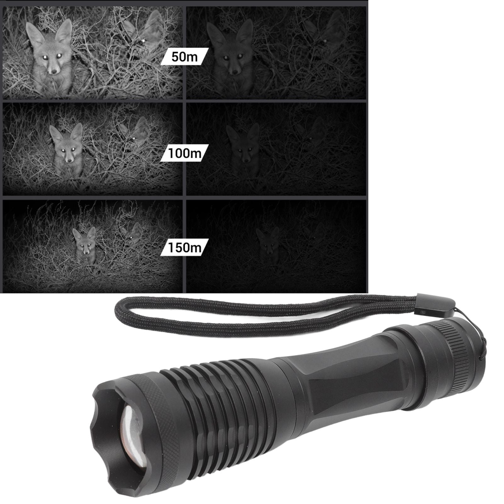 IR Flashlight Aluminum Alloy 850nm Portable Night Vision Zoom Flashlight Fit for Outdoor Hunting