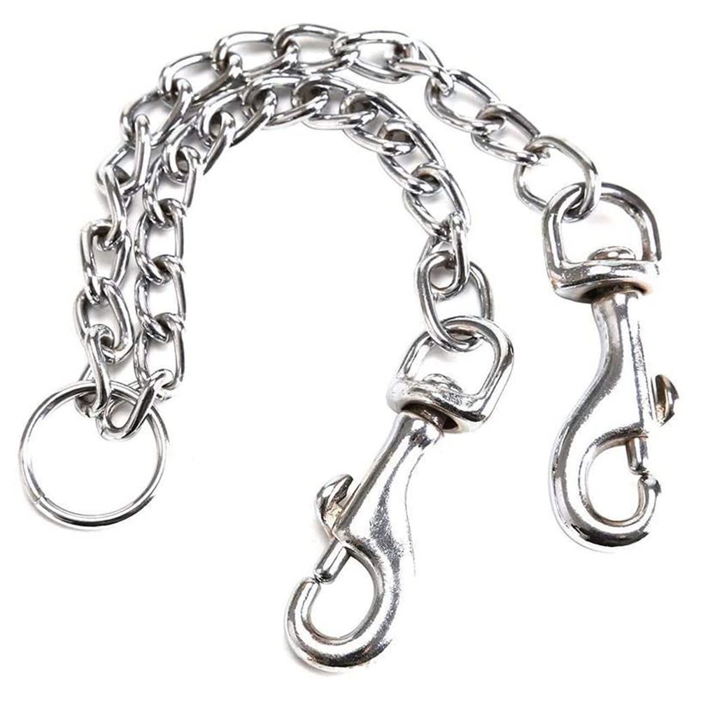 1 pcs Pets Double Head Dog Leash Aluminum Alloy Twin Lead Traction Belt Pets Chains for Walking Two Dogs（40cm）