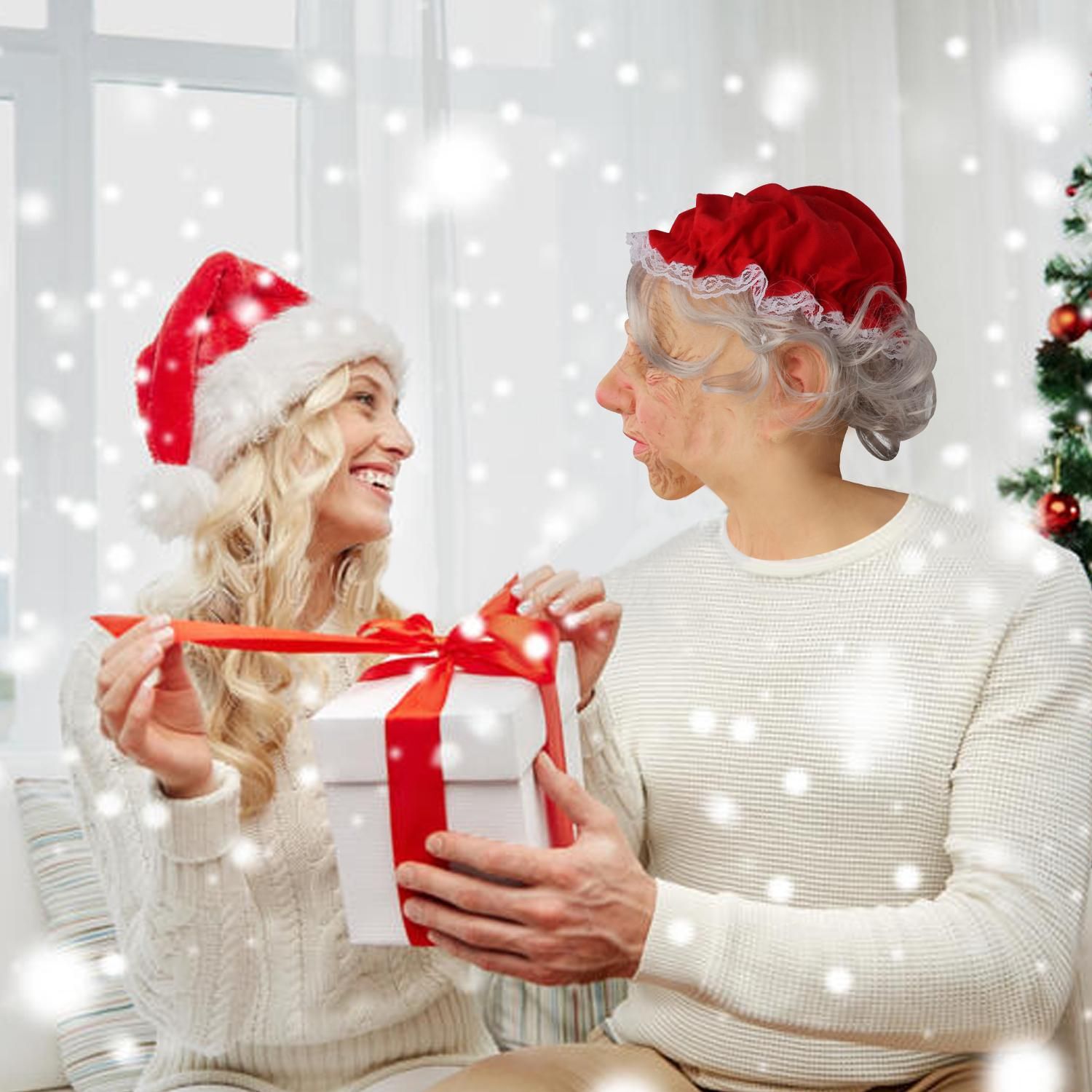 Grandma Christmas Headgear Christmas Headdress Decoration Holiday Soft Latex Adult Headgear Xmas Gifts Party Cospaly Props
