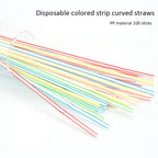100PCS Disposable Drinking Straws Flexible Plastic Straws Practical Soy Milk Straw for Home Party Activity