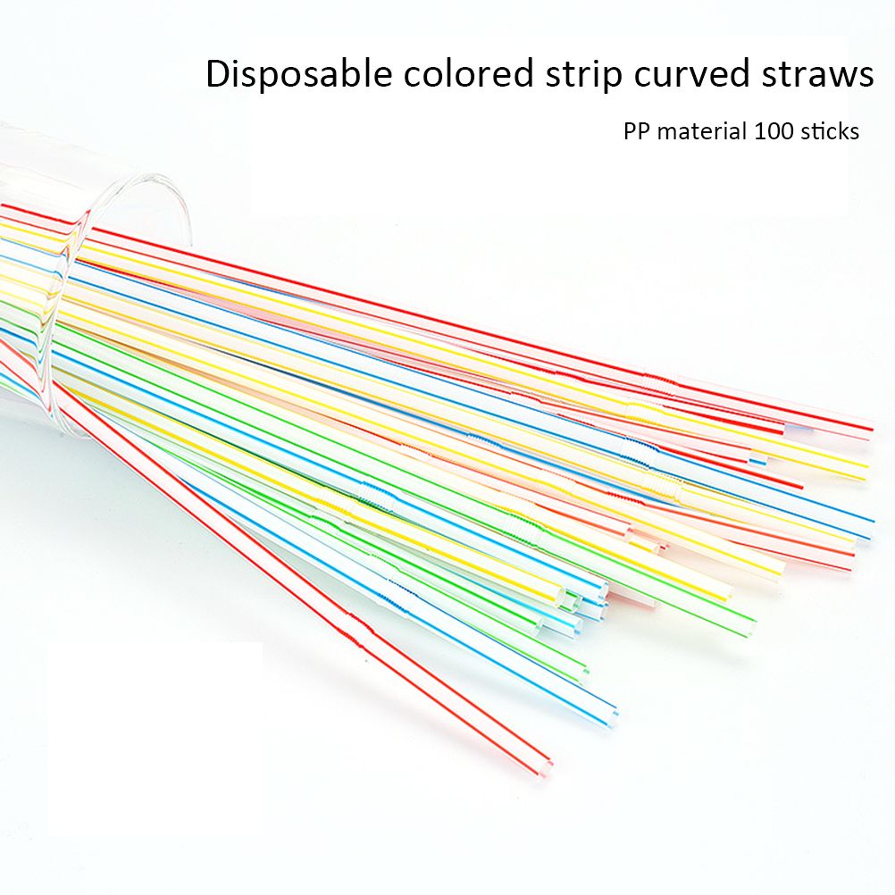 100PCS Disposable Drinking Straws Flexible Plastic Straws Practical Soy Milk Straw for Home Party Activity